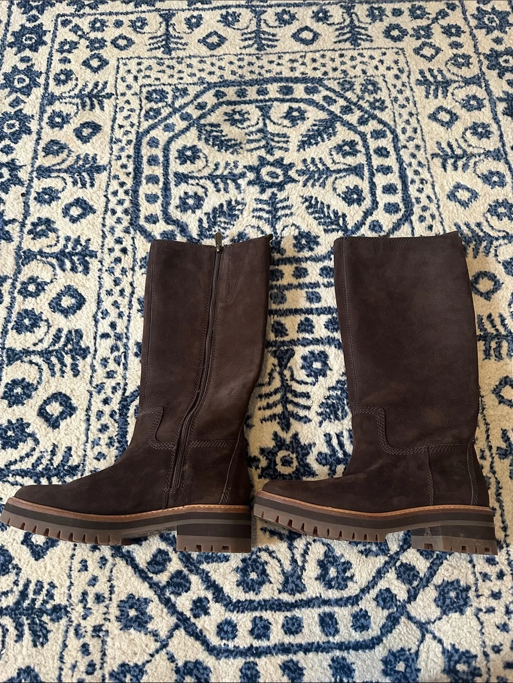 Timberland Courmayeur Dark Brown Suede Knee-High Lug Sole Boots